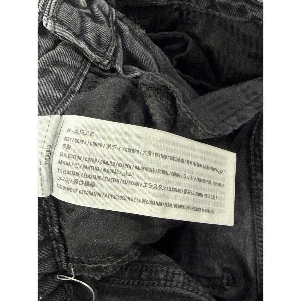 Hollister Jeans Womens 00 Black Dark Wash Denim Ultra High Rise Wide Leg Stretch